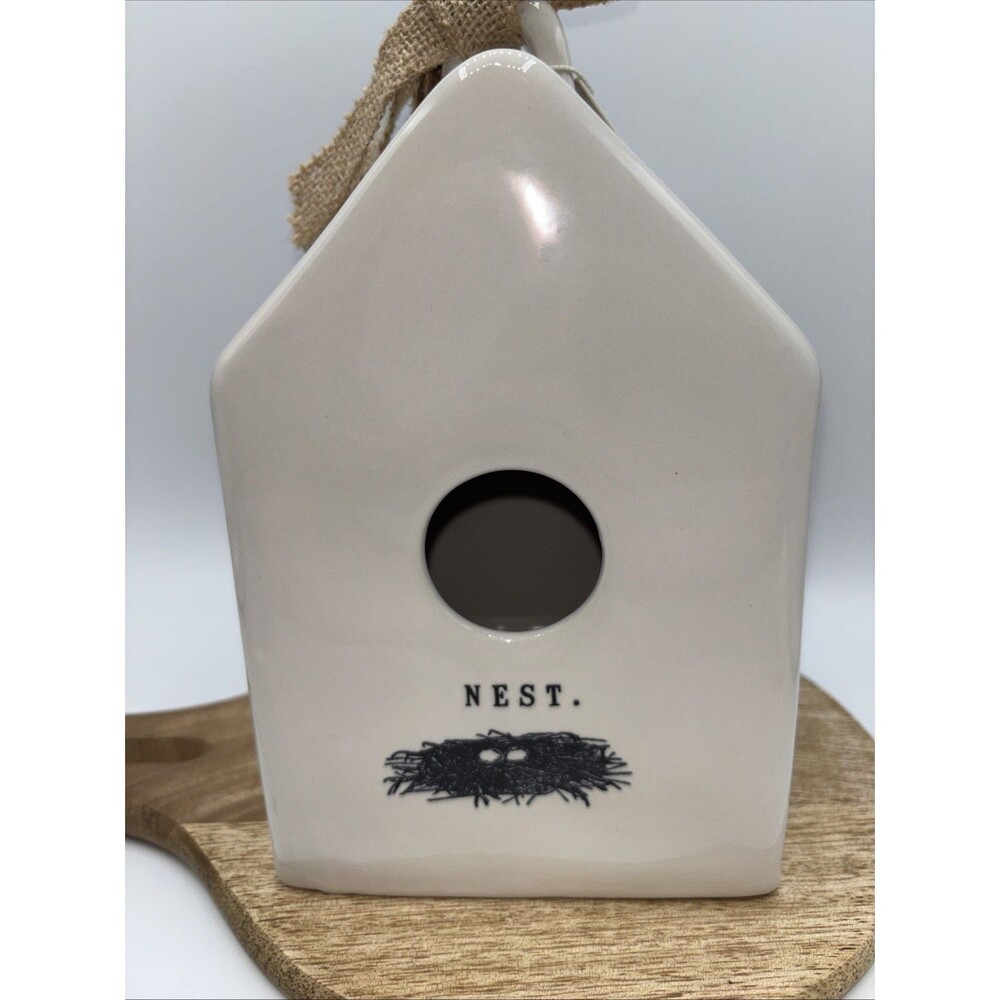 Rae Dunn “NEST” 8.5" Ceramic Cream Birdhouse Free Standing Gift By Magenta NWT - Picture 2 of 7